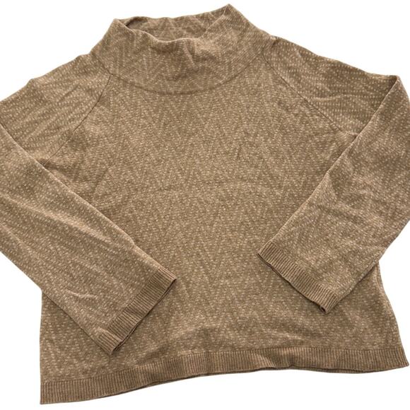 Madewell Sweater Womens Small Brown Tan Cinemathque Chevron Mock Neck Wool Blend - Picture 2 of 9
